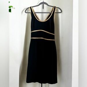 ADRIANNA PAPELL Evening Black & Gold Party Cocktail Pencil Dress. Size 4